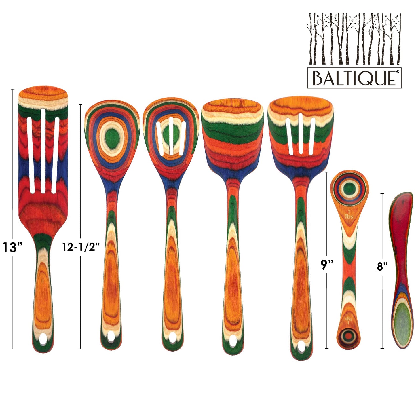 Totally Bamboo Baltique Marrakesh Collection 7 Piece Cooking Utensil Set, Safe for Nonstick