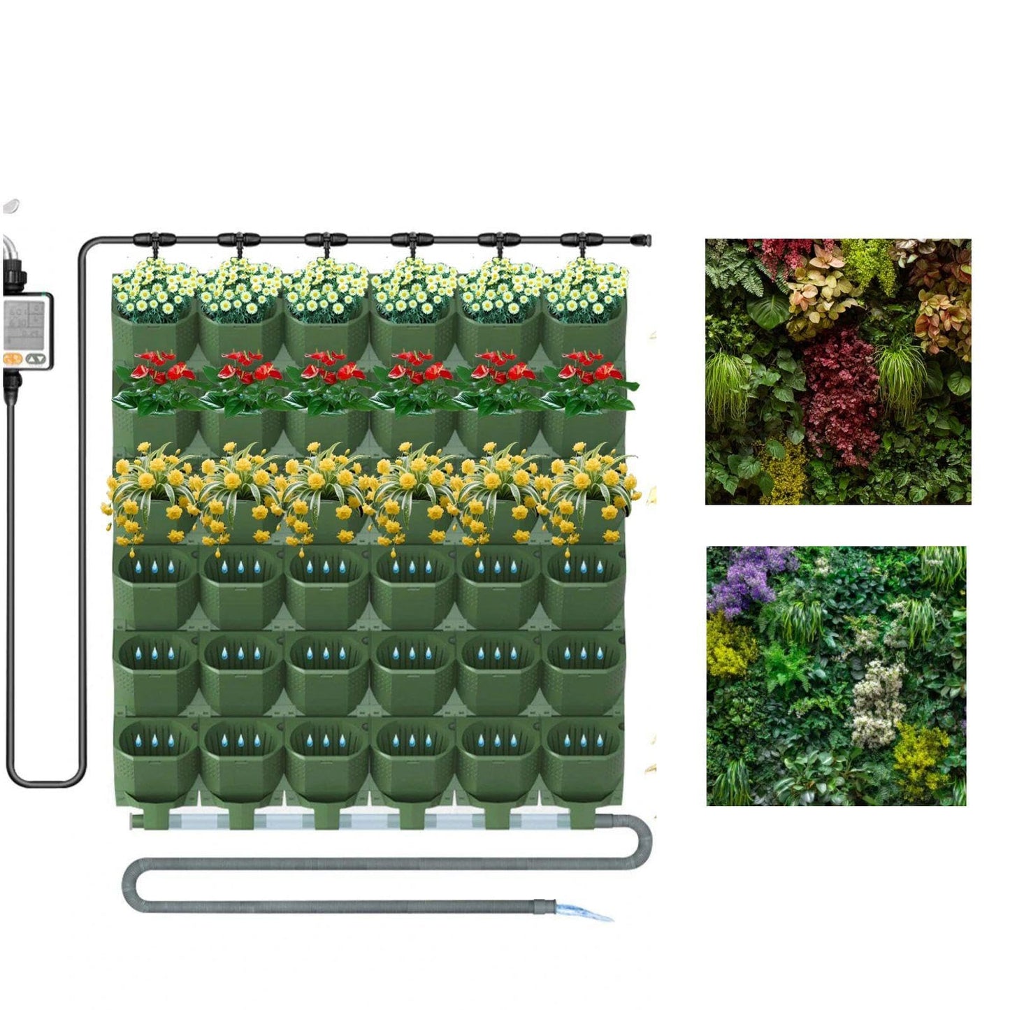 CENCESON 36 Pockets Living Wall Planter Indoor, Self Watering Wall Hanging Planters for Outdoor Plants Stackable, Cascading Vertical Planter Garden (36 planters Set)