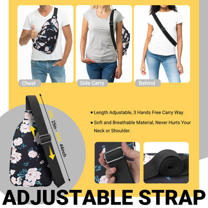 Tuwubi Crossbody Bags for Women, Sling Bag for Men, Small Hiking Backpack Anti Theft Lightweight for Outdoors Travel (M, Black)