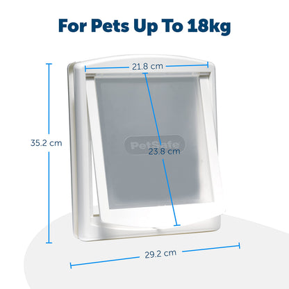 PetSafe — Original Staywell cat and dog flap, 2 way access in or out - Indoor and outdoor pet door, Rigid, Closure Panel included — White, M