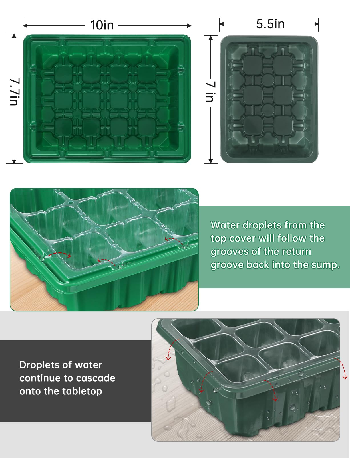 3-Pack Seed Starter Trays with Heat Mat, Seed Starter Kit with Grow Lights, 36 Large Cells Seed Germination Kit with Adjustable Humidity Vents for Indoor Plants Seeds Starting, Ideal Gardening Gifts
