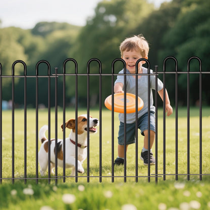 Metal Decorative Garden Fence, 32" High x 26" Wide (9 Panels + 1 Gate) Total Length 21.6 ft, No Dig Dog Fence Outdoor for Yard, Rustproof Animal Barrier Fencing, Garden Edging Border for Yard