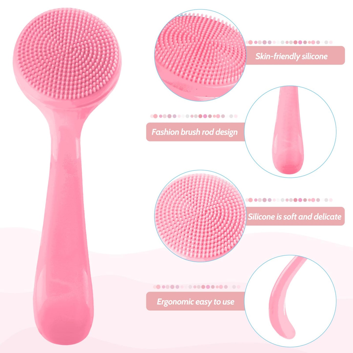 2Pack Silicone Face Brush Manual Face Scrub Brush Soft Facial Brushes Waterproof Exfoliating Face Brush Skin Friendly Face Cleaner Brush for Women and Men Blackheads Makeup Residues Removal