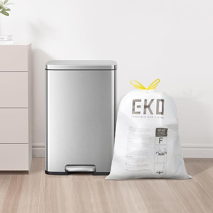 EKO 13 Gallon / 40-60 Liter, Extra-Strong Unscented Garbage Bags, Easy-Dispense