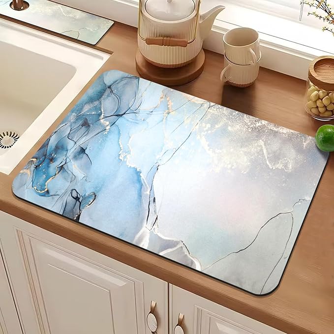 19.5" x 12" Dish Drying Mat & 24" x 5.5" Sink Splash Guard, Super Absorbent