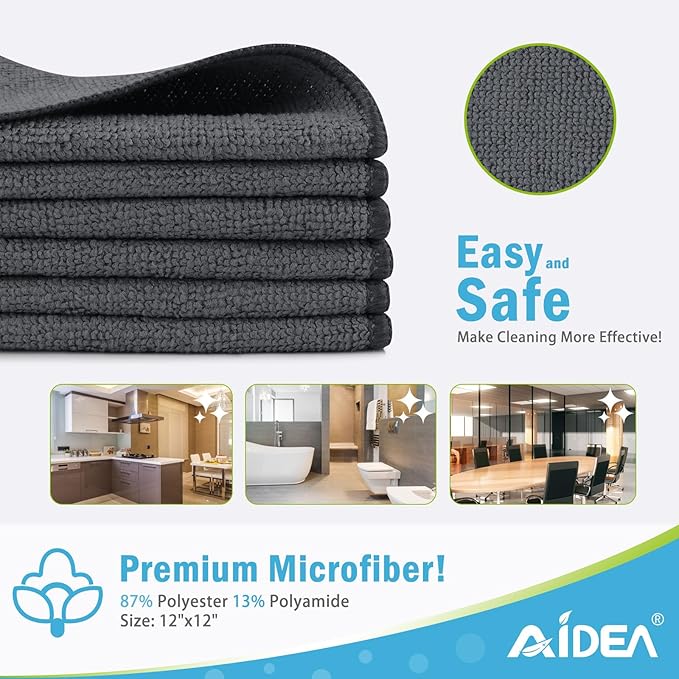 AIDEA Microfiber Cleaning Cloth-12PK, Soft Microfiber Towels