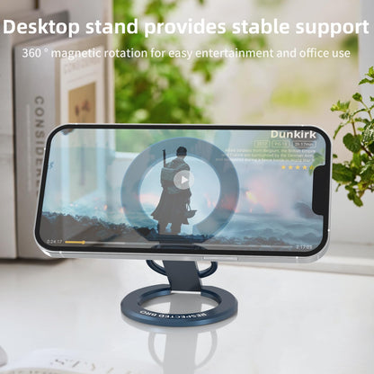 RESPECTED-BRO-Magnetic-Phone-Ring-Holder with Dual Rings, Compatible with iPhone 17/16/15/14/13/12, Multifunctional Stand for Desk,Office,Gym,Kitchen & All Metal Surfaces, Finger Loop Grip (Dark Blue)