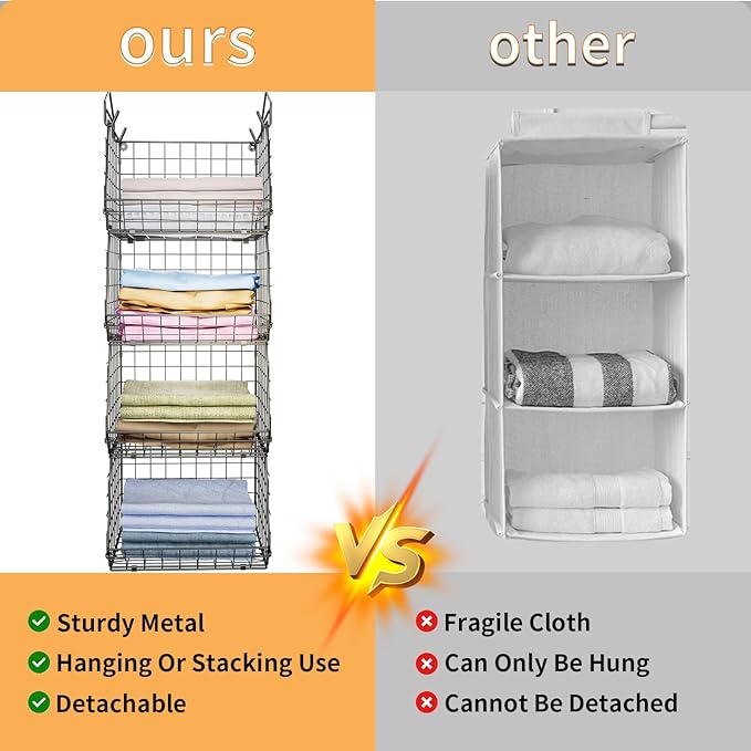 4 Tier Closet Hanging Organizer, Closet Organizers and Storage