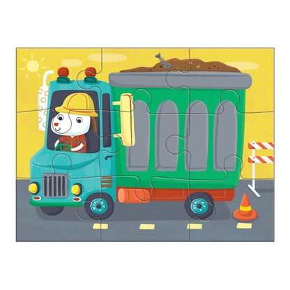 Mudpuppy Transportation 4-in-A-Box Puzzle Set, 12