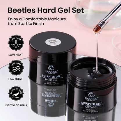 Beetles Builder Gel for Nails-3 Colors 9 in 1 Nail Extension Sculpting Building Clear Nude Pink Hard Gel Kit with Base Top Coat for Pros Women,UV & LED Lamp Cured Needed