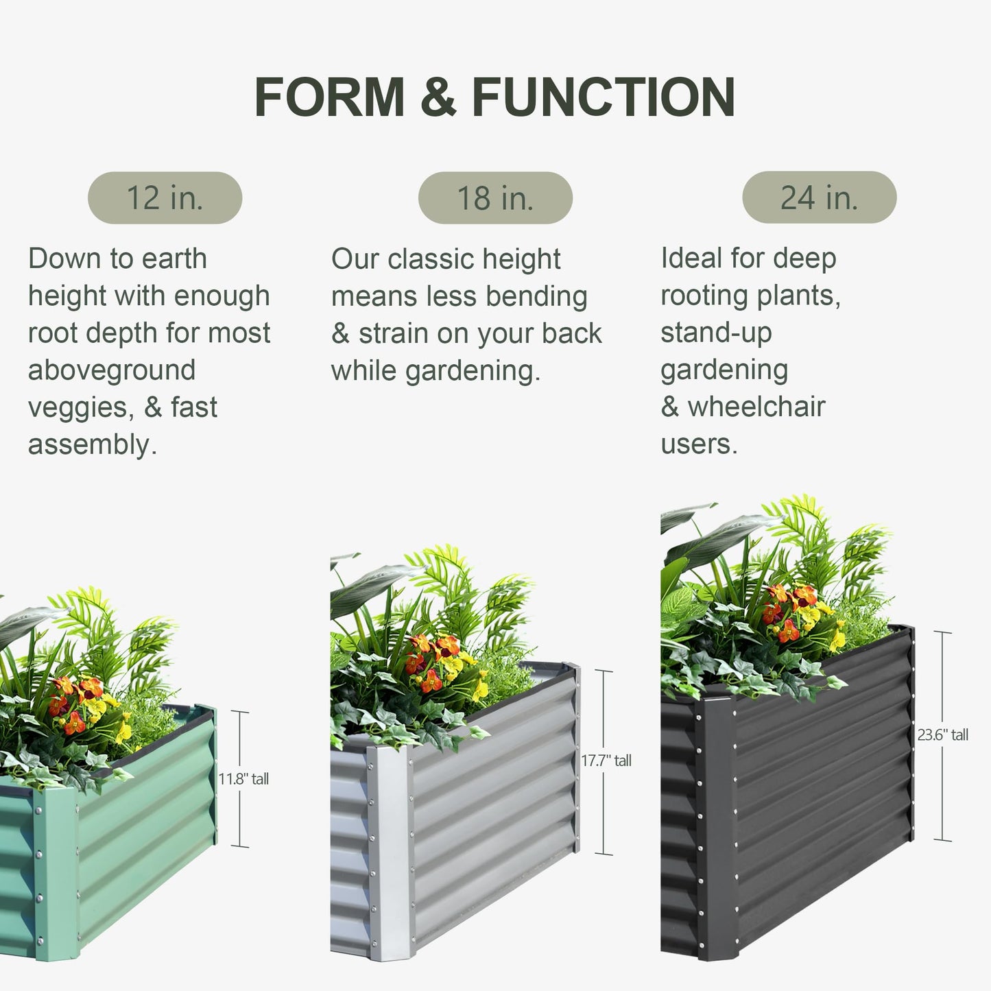 Domi Raised Garden Beds Outdoor, 8x4x1.5Ft Thickening Tall Metal Rectangular Deep Root Box Planter for Vegetables, Flowers, Herbs, and Succulents 1.5" Deep w/ 342 Gallon Capacity - Green
