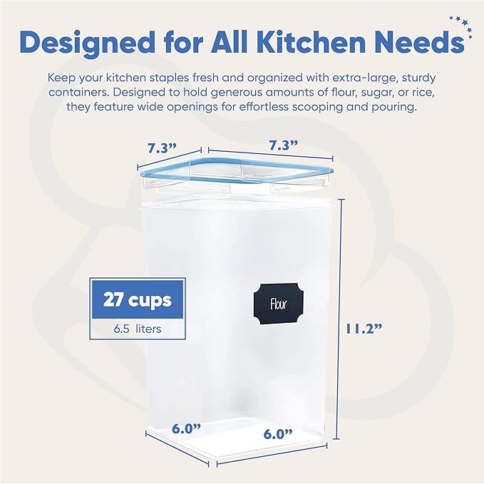 Chef's Path Extra Large Airtight Flour and Sugar Storage Containers
