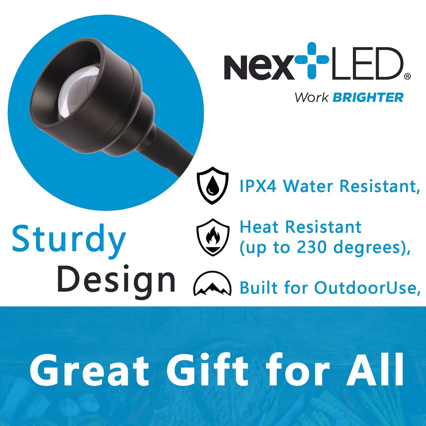 NextLED Ultimate BBQ Grill Light, 24 Inch Flexible Neck with a Strong Magnetic Base, Innovative Design Provides a Warm Even Light with Infinite Brightness Adjustability, Illuminates Grilling Surface