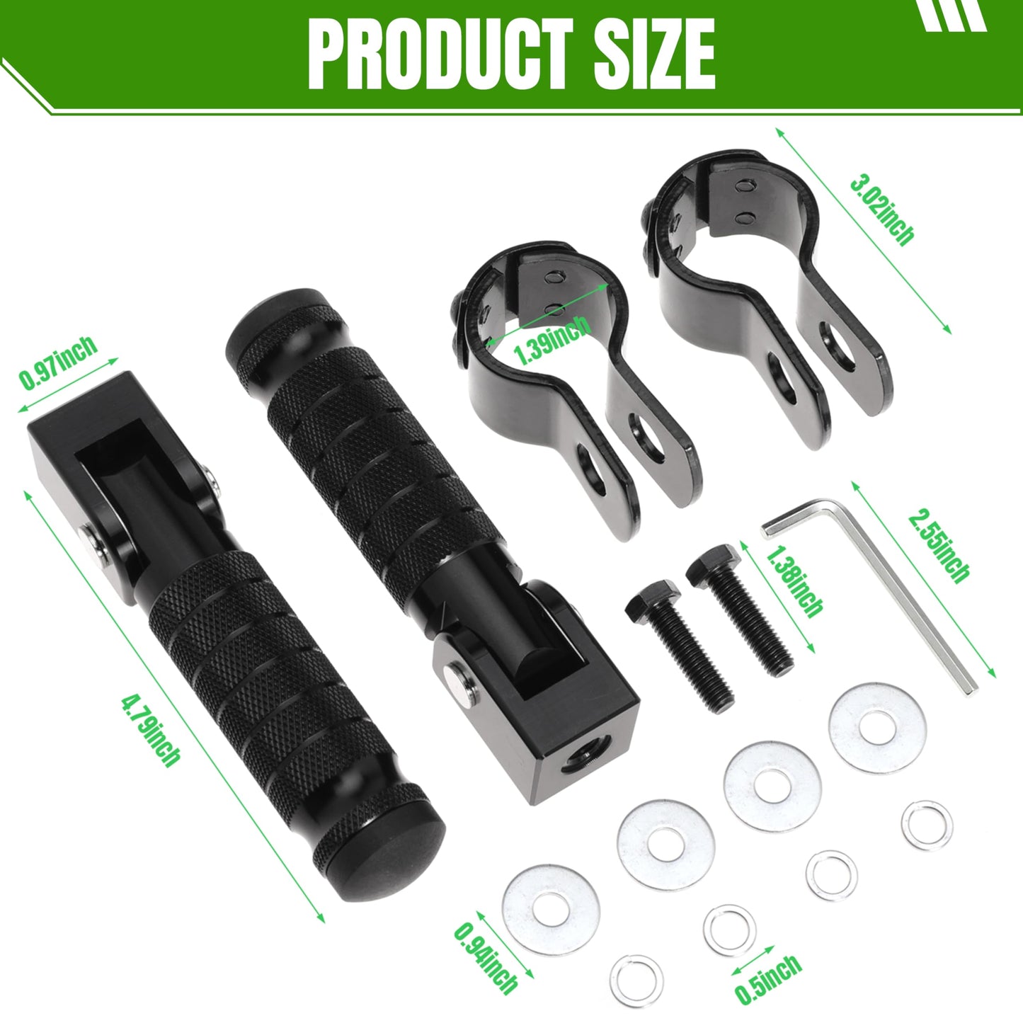 M8 Motorcycle Footrests For Yamaha For Honda For Suzuki For Aprilia 90 Degree Foldable Footpegs Motorbike MiniBike Dirt Pit Bike CNC Motorcycle Folding Footpegs Rearsets Folded Footrest (Black)