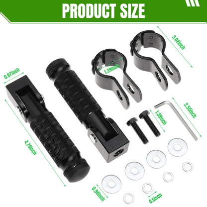 M8 Motorcycle Footrests For Yamaha For Honda For Suzuki For Aprilia 90 Degree Foldable Footpegs Motorbike MiniBike Dirt Pit Bike CNC Motorcycle Folding Footpegs Rearsets Folded Footrest (Black)