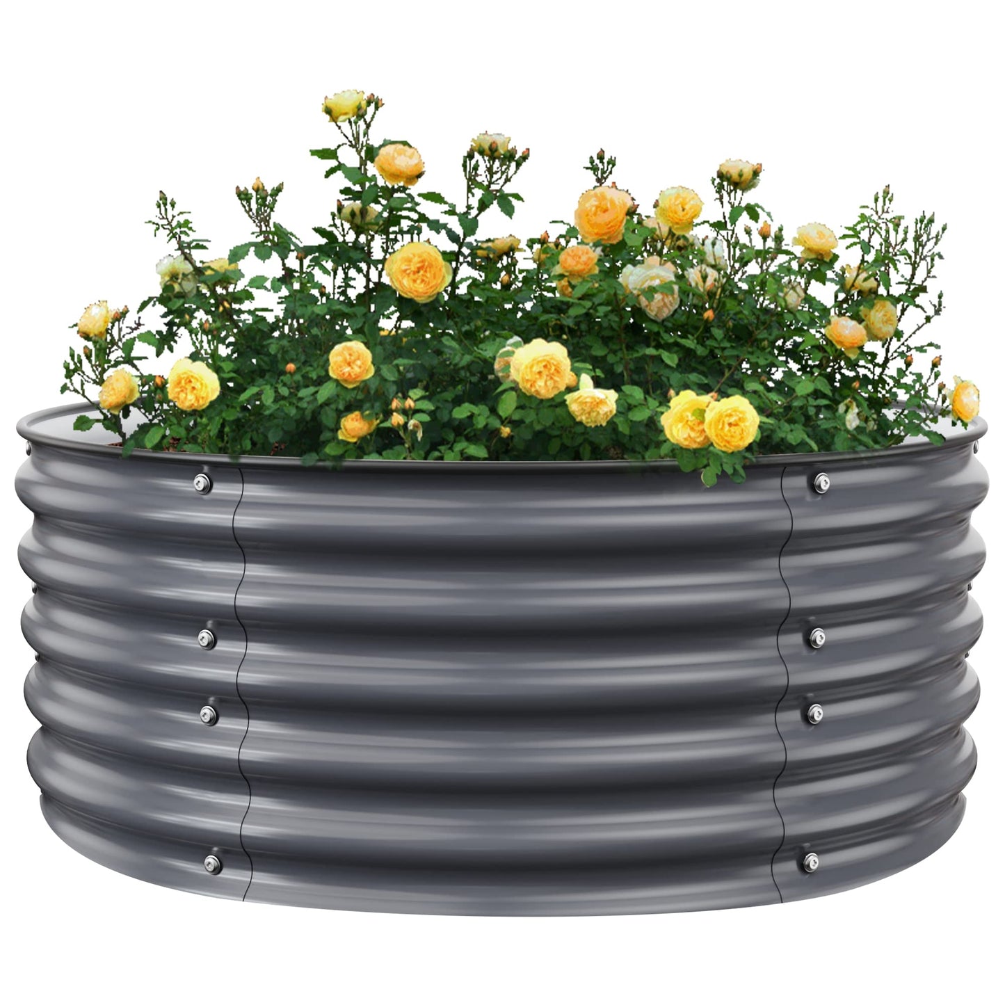 Nossta Round Raised Garden Beds, 42''x42''x17''Outdoor Galvanized Garden Planter Box for Vegetable Fruits Flower Herb (Deep Grey)