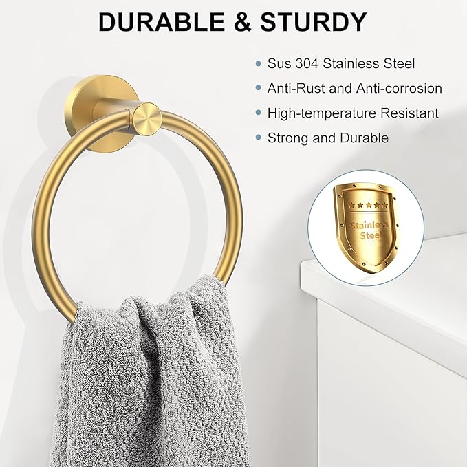 SetSail Towel Holder Screw-in Gold Towel Ring