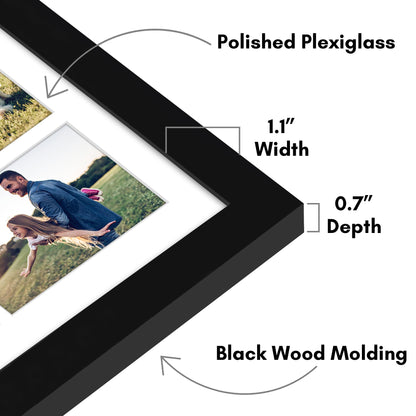 Americanflat 12x22 Collage Picture Frame with Polished Plexiglass - Fits Eight 4x6 Photos or One 12x22 Photo - Gallery Wall Frame Set - Signature Collection - Photo Frame for Wall Display – Black