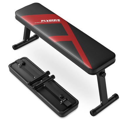 FLYBIRD Flat Bench, Foldable Flat Weight Bench Easy Assembly for Strength Training Bench Press, 600/1000 LBS 2 Versions