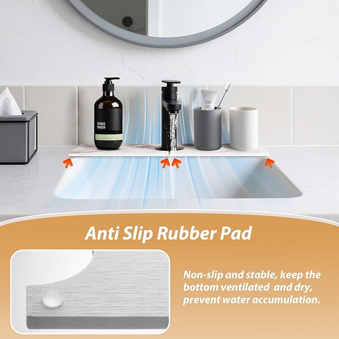 Kitchen Sink Faucet Mat, Diatomaceous Earth Quick Dry Sink Splashback Drying Mat