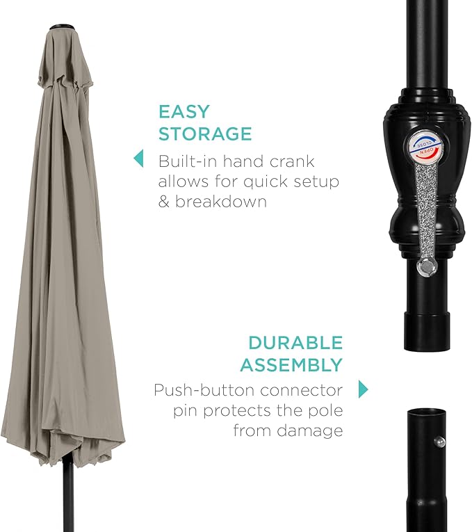 Best Choice Products 10ft Outdoor Table Compatible Steel Polyester Market Patio Umbrella w/Crank and Easy Push Button Tilt