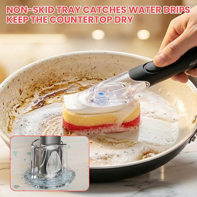 Soap Dispensing Replacement Dish Brush Storage Set