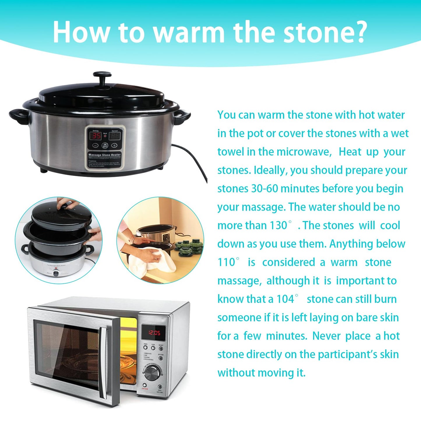 Windfulogo 16Pcs Large Hot Massage Stones Set Natural Green Jade Heated Warmer Stone for Spa Massage 776834