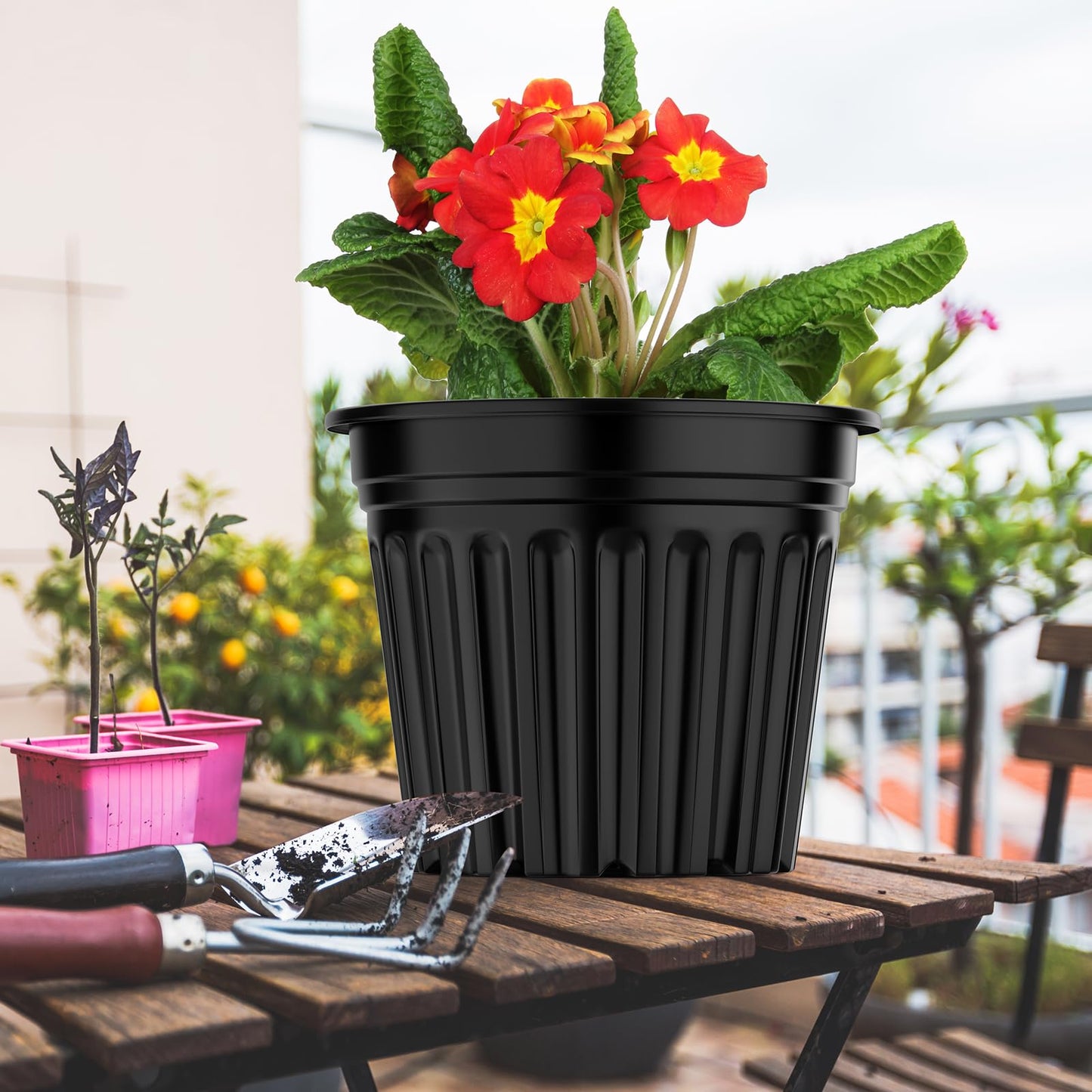 BeapTcely 50 Pcs 3 Gallon Planter Nursery Pots, Seed Starting Pot Plastic Flower Seedling Pots with Drainage Holes Flexible Plant Container for Garden Lawn Yard Plants Seedlings (50, 3 Gallon)