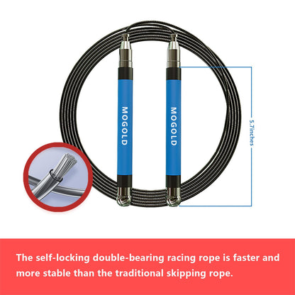 2-in-1 Speed Rope: 2mm for Boxing/MMA & 3mm for CrossFit - Tool-Free Adjustable Cable System with Dual Bearings - Sweatproof Hybrid Grip for High-Intensity Training