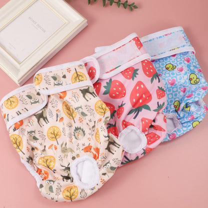 Medo 3 Packs Reusable Dog Nappies, Super Absorbent Washable Dog Diapers Puppy Sanitary Wraps Panties for Female Pet Incontinence and Long Travels 40-50 cm/15.7-19.7 (M), pink+blue+yellow