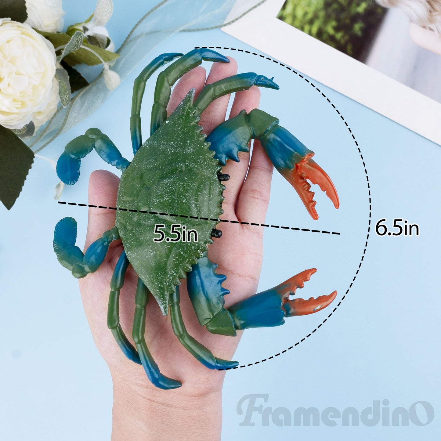 Framendino, 2 Pack Artificial Plastic Realistic Crab Style Decor Sea Animals Blue