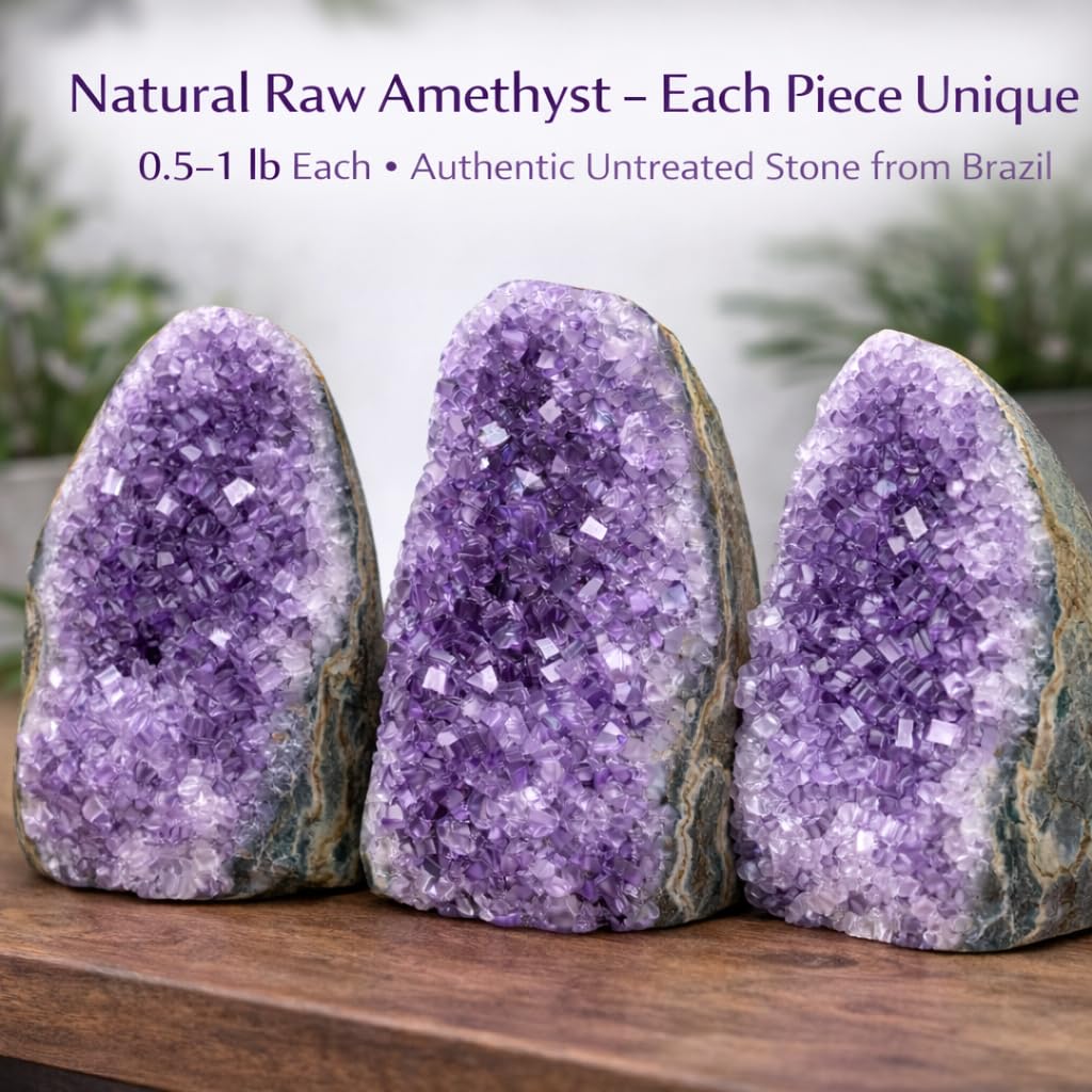 Natural Amethyst Cluster Crystal (0.5–1 lb) Raw Purple Amethyst Druzy Geode from Brazil – Healing Crystal for Meditation, Chakra Energy Balance, Reiki, Spiritual Decor & Home Decoration