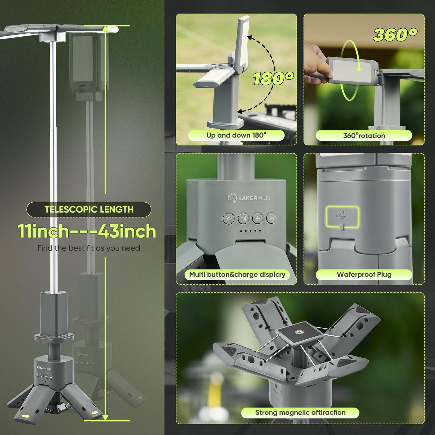 SakerPlus Telescopic Camping Lantern & SW107 Car Vacuum Portable