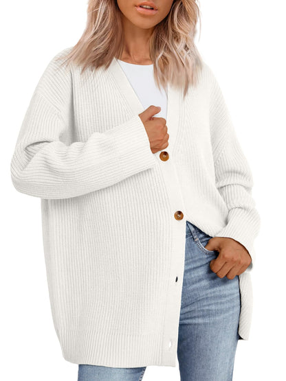 LILLUSORY Women Oversized Cardigan Sweater 2025 Fall Outfits Cloth Fashion V Neck Knit Button Front Casual Trendy Tops