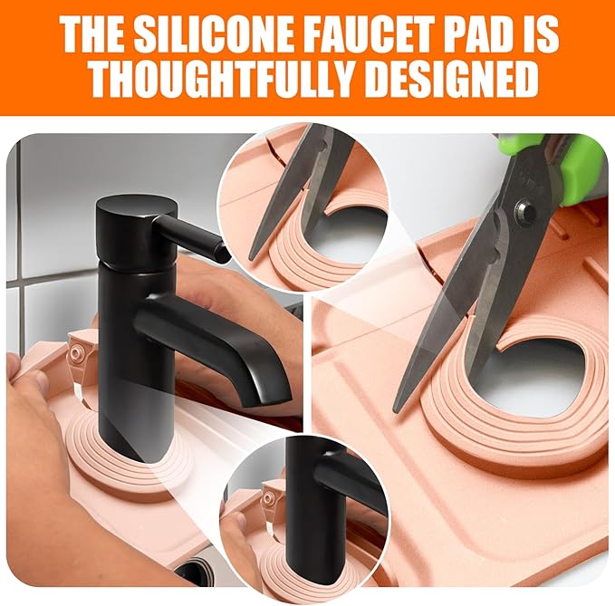 Pink 24" Button Style Faucet Drip Catcher – Silicone Faucet Mat