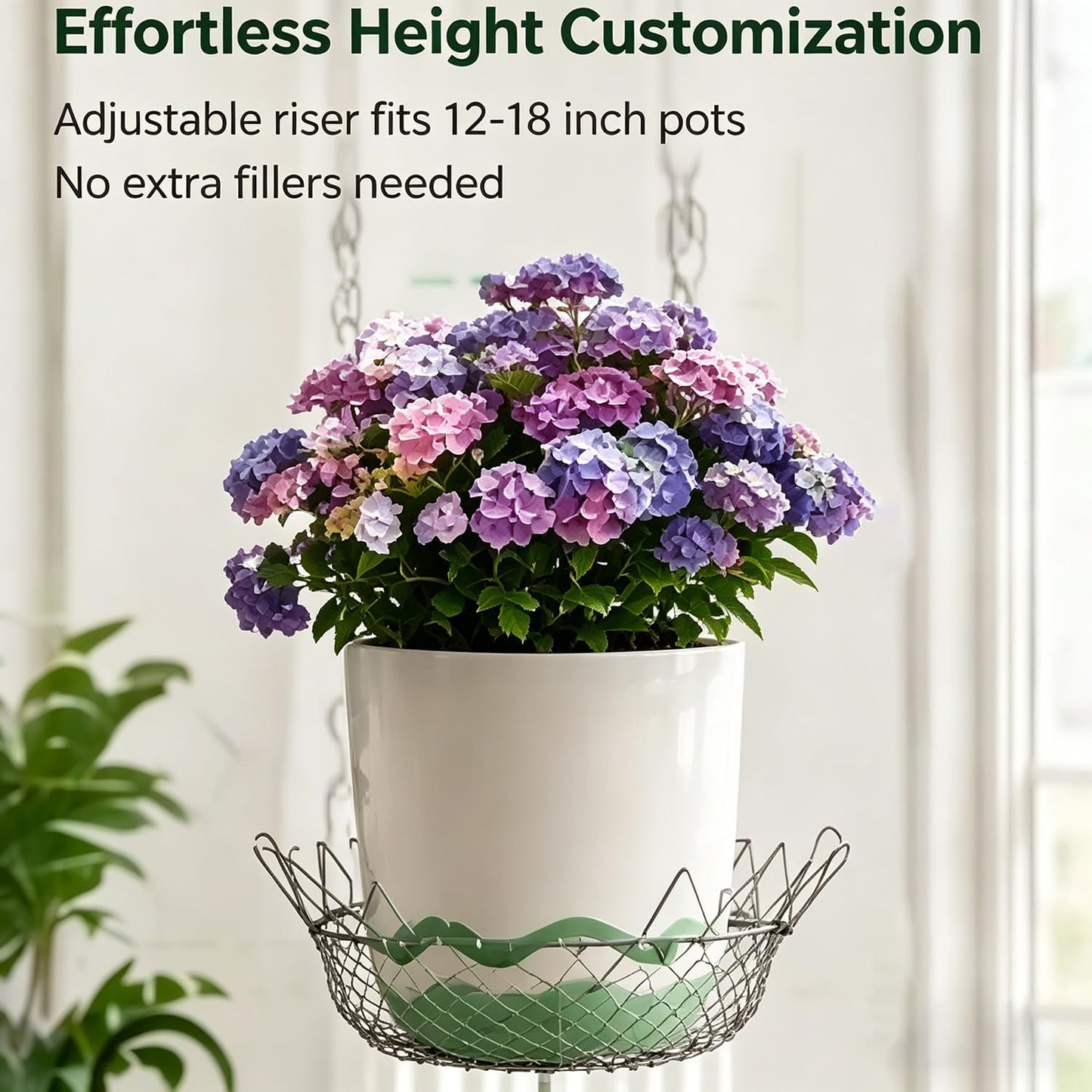 LKYAL Adjustable Planter Insert, Sleek, – Durable Premium Heavy Duty Riser, Chains Fillers Outdoor Indoor, Flower Potted Home, Outdoor Indoor Flower Potted Home Modern Compact (2)