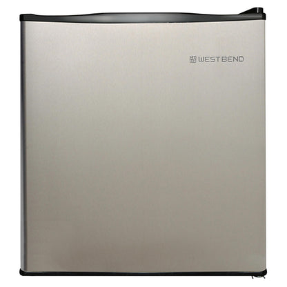 West Bend Mini Fridge Compact Refrigerator for Home Office or Dorm, Auto Defrost with Reversible Door, Energy Star Rated, 1.7-Cu.Ft., Metallic