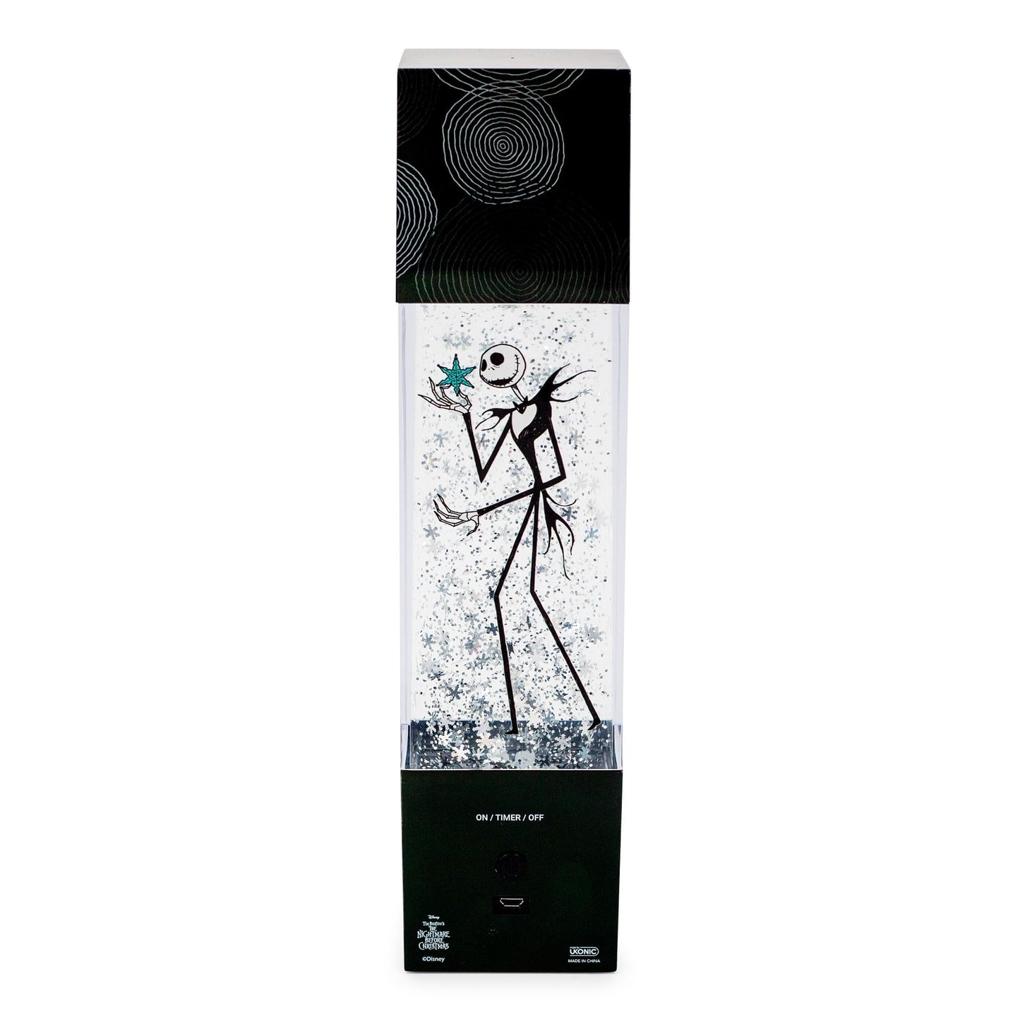 Nightmare Before Christmas Disney The Jack Skellington Glitter Motion Mood Light | Nightstand Table Lamp for Bedroom, Desk | 12 Inches Tall