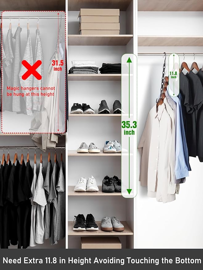 HOUSE DAY Black Magic Space Saving Hangers 10 Pack, Premium Smart Hanger Hooks