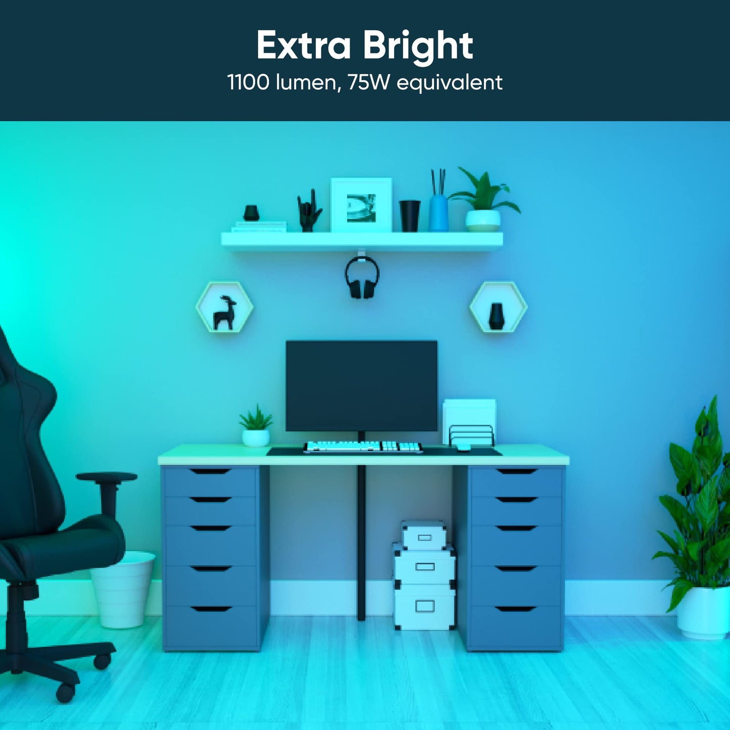 Wyze Bulb Color, 1100 Lumen WiFi RGB and Tunable White A19 Smart Bulb, Works with Alexa and Google Assistant, Two-Pack