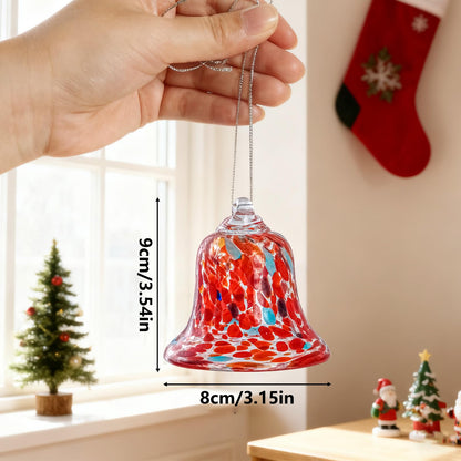 3 Pcs Red Glass Hanging Bell Ornaments for Garden, Patio, and Home