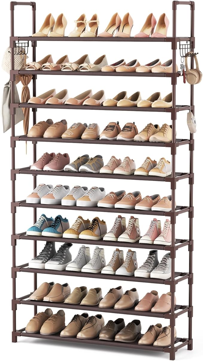 VTRIN 10 Tiers Shoe Rack Tall Large Capacity 50 Pairs Wide Shoe Organizer