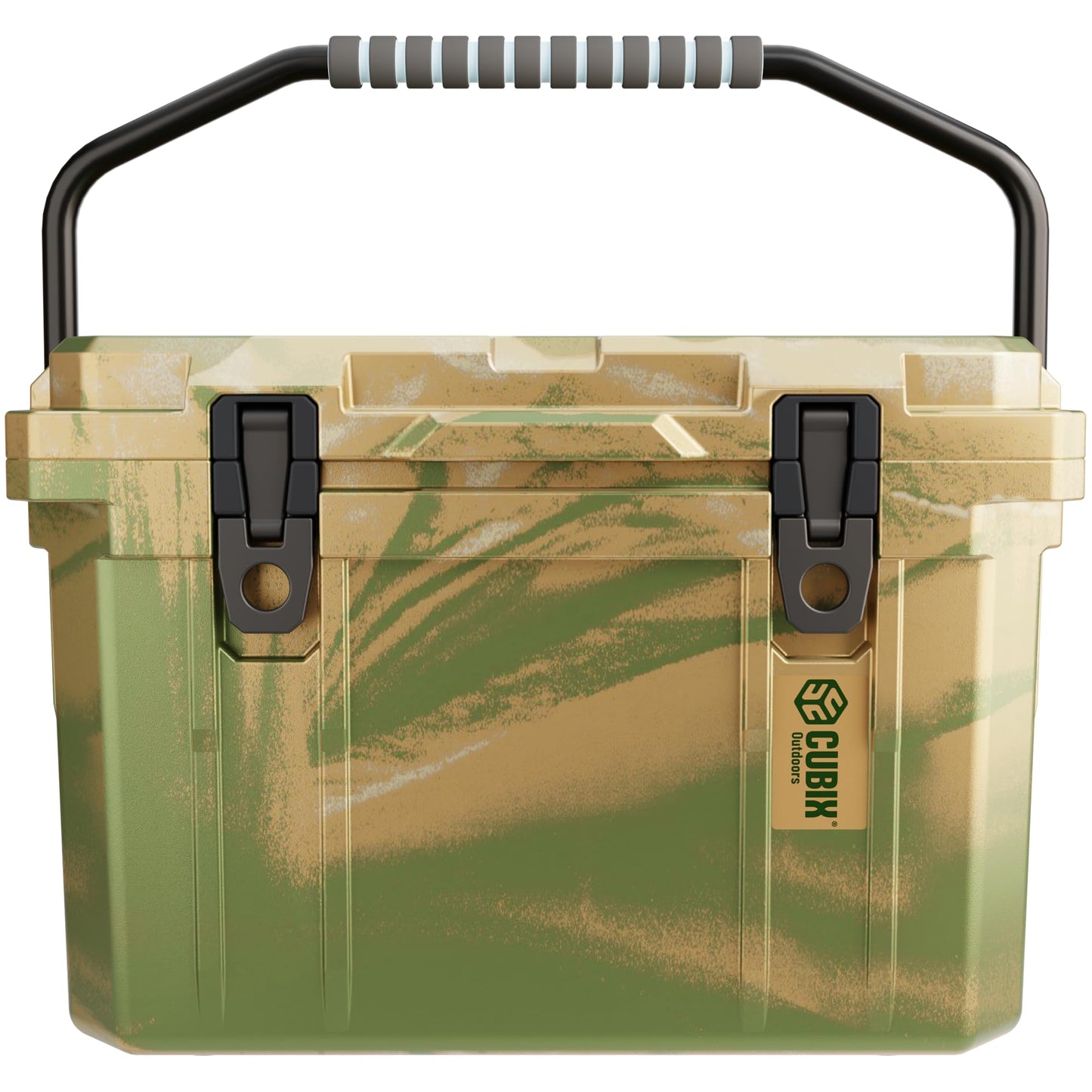 Cubix Outdoors, QuadraX 20QT Rotomolded Personal Small Cooler, Insulated Portable Hard Cooler Camping Ice Chest, Holds Ice for 72 Hours for Outdoor Activities, 2 Built-in Cup Holders, Hunter Camo