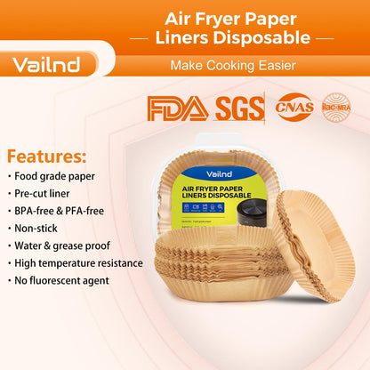Air Fryer Paper Liners, 200pcs Air Fryer Liners Disposable, 8" Square Baking Liner for 5-8 qt Airfryer Basket, Non-stick and Oil Proof Parchment Paper for Oven, Pans & Baking
