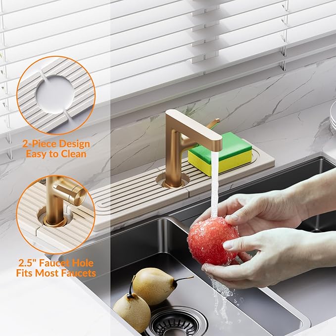 15.7 Inch Stone Faucet Mat for Kitchen Sink Splash Guard, Diatomite Sink