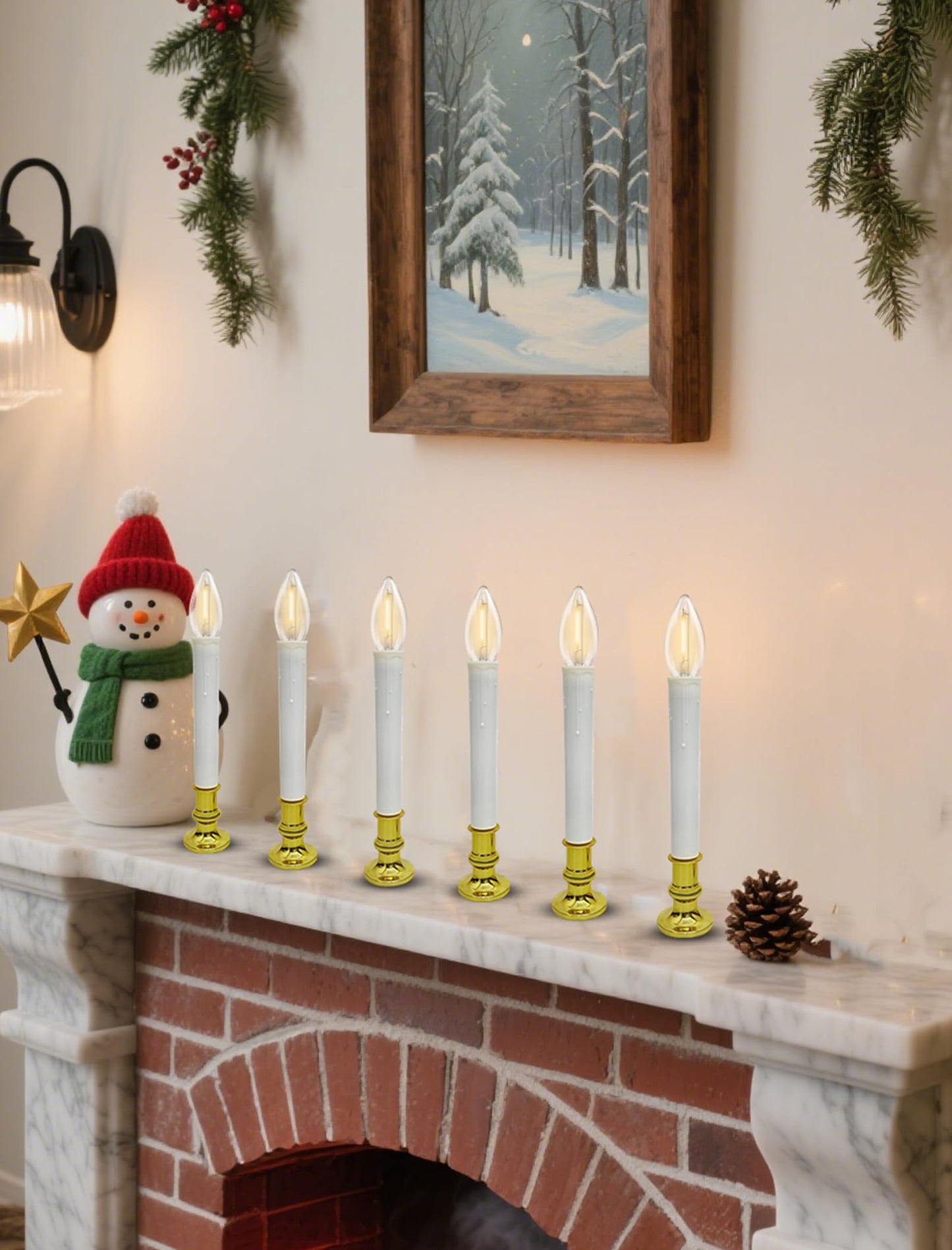 10 Pack Battery Operated Window Candles, Flameless Christmas Electric Candle with 6/18H Timer, Gold Base with Suction Cups, Warm White LED Lights for Xmas Wedding Holiday Indoor Table Window Decor