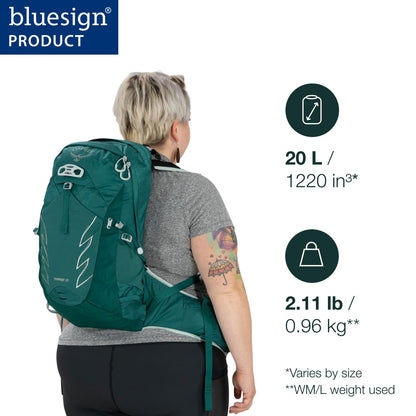 Osprey Tempest 20L Women's Hiking Backpack with Hipbelt, Stealth Black, WXS/S, Extended Fit