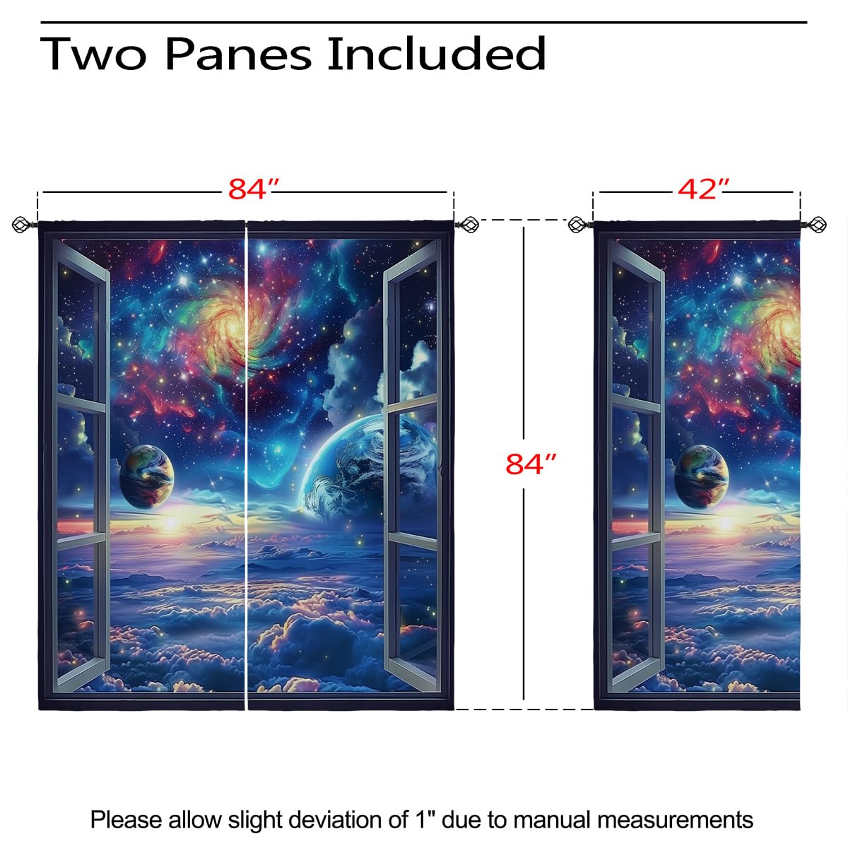 Space Galaxy Blackout Curtains for Girls Boys Kids Home Decor, Universe Nebula Galaxies Solar Planet Grommet Thermal Insulated Drapes Darkening Window Curtain for Bedroom Living Room, 84 x 84 Inch