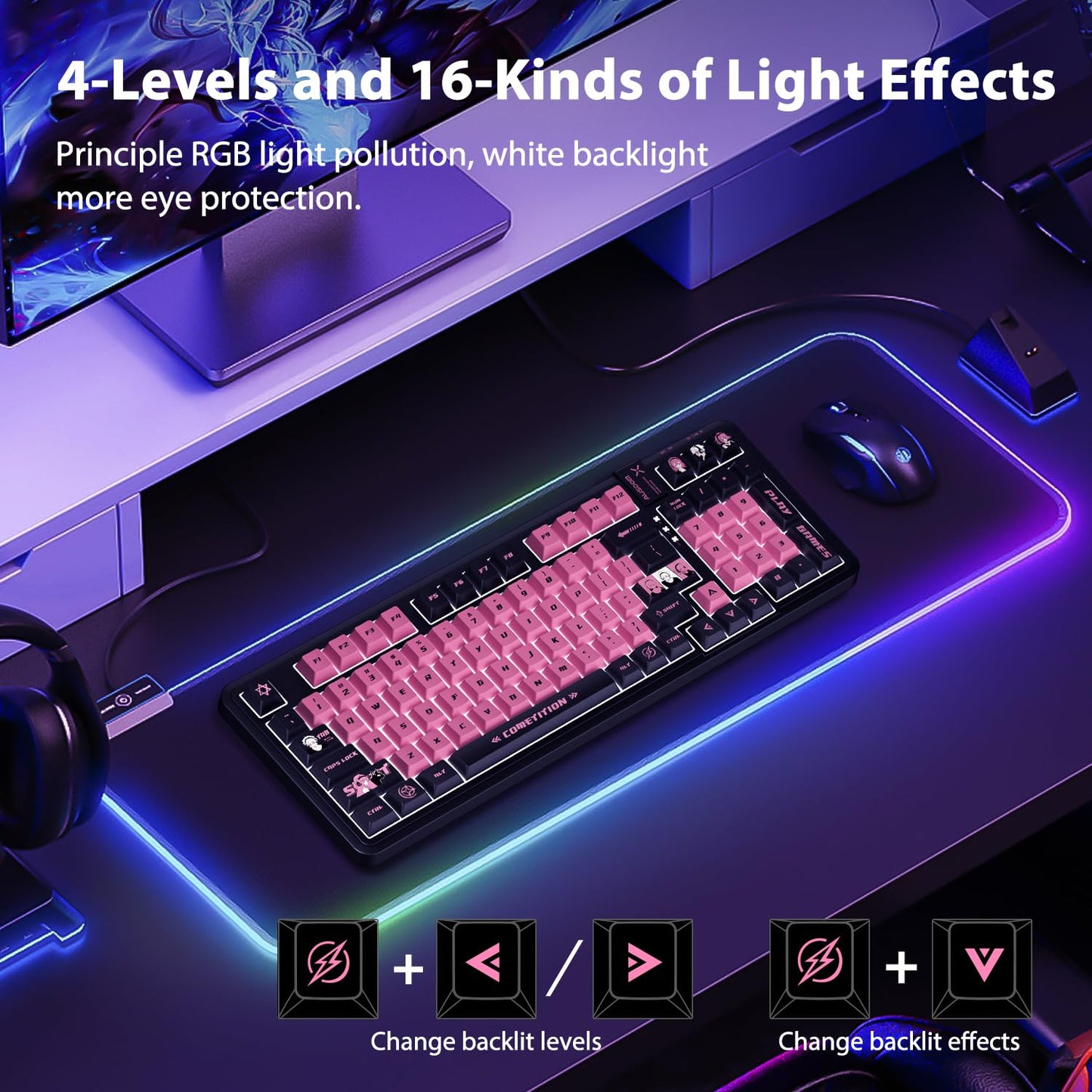 AUSDOM 98Pro Silent Mechanical Keyboard, Wireless Hot Swappable Gaming Keyboard with Backlit,Gasket Structure,Pre-lubed Tactile Switches,2.4GHz/Type-C/Bluetooth Custom Keyboards (Green & White-Silent)
