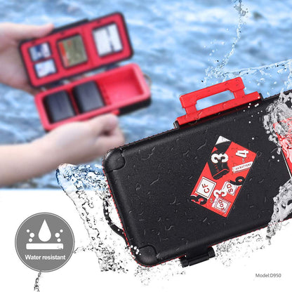 LENSGO Camera Battery Memory Card Case, Memory Card Hard Protector Case Water-Resistant Anti-Shock Compact Camera Battery Card Storage Box for 3 Camera Batteries 3 XQD or 3 CF Cards 6 SD Cards (Red)